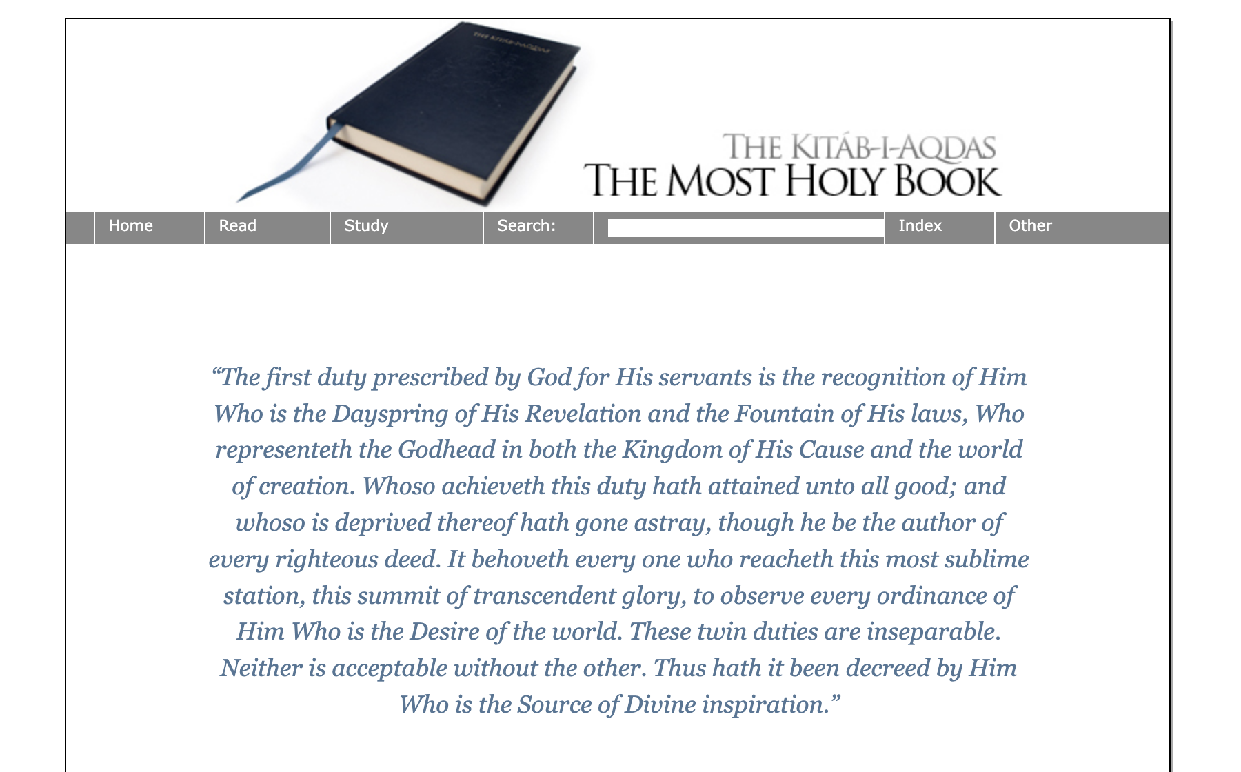 The Kitáb-i-Aqdas study companion homepage